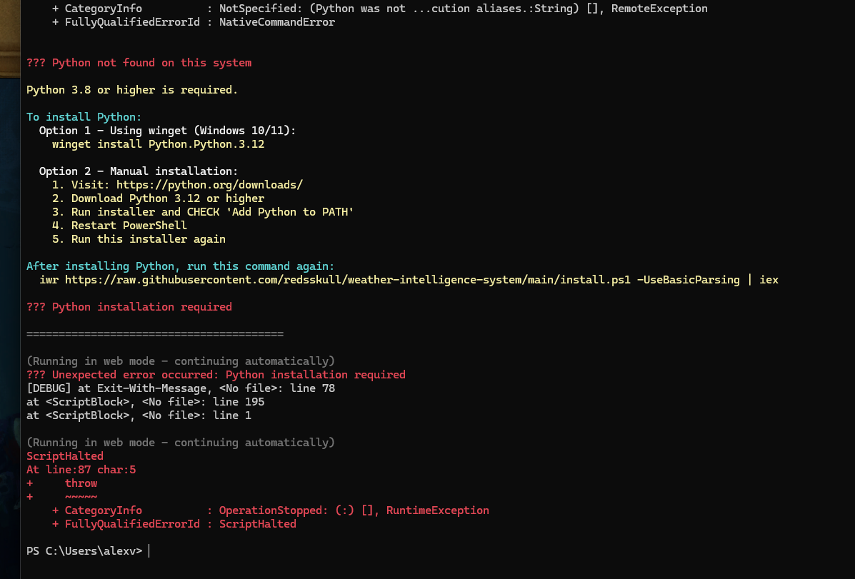 PowerShell script failing on Windows